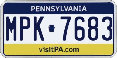 PA license plate MPK7683