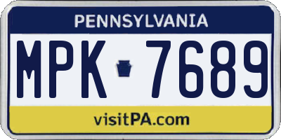 PA license plate MPK7689