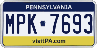 PA license plate MPK7693
