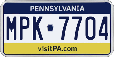 PA license plate MPK7704