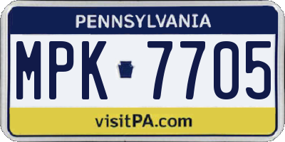 PA license plate MPK7705