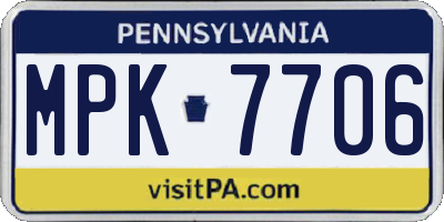 PA license plate MPK7706