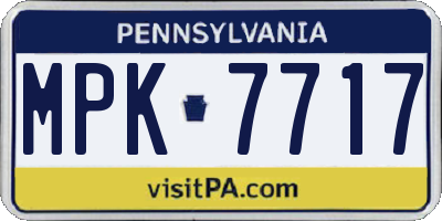 PA license plate MPK7717
