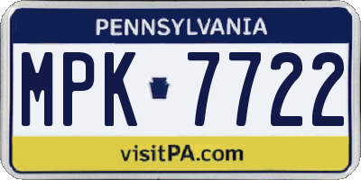 PA license plate MPK7722