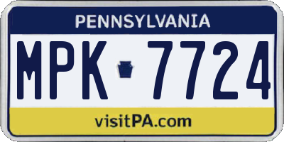 PA license plate MPK7724