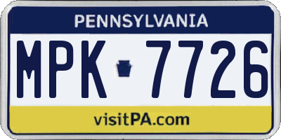 PA license plate MPK7726