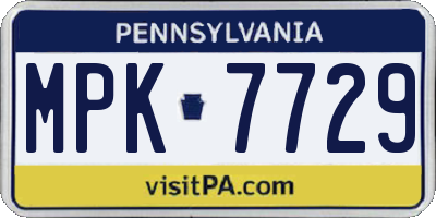 PA license plate MPK7729
