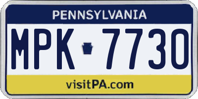 PA license plate MPK7730