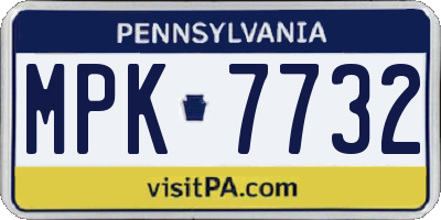 PA license plate MPK7732