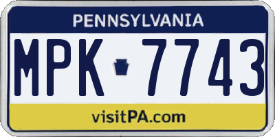PA license plate MPK7743