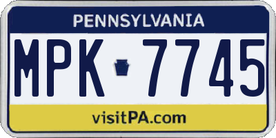 PA license plate MPK7745