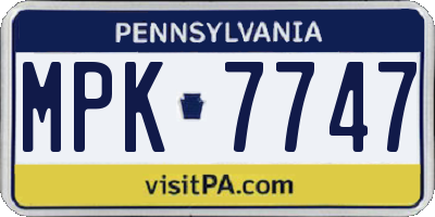 PA license plate MPK7747