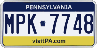 PA license plate MPK7748