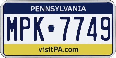 PA license plate MPK7749