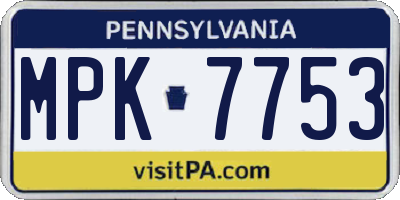 PA license plate MPK7753
