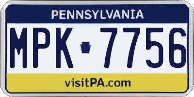 PA license plate MPK7756