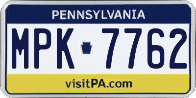PA license plate MPK7762