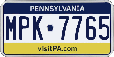 PA license plate MPK7765