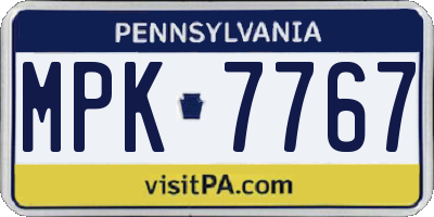 PA license plate MPK7767
