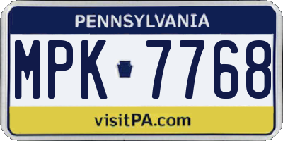 PA license plate MPK7768