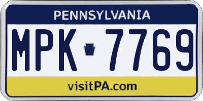 PA license plate MPK7769