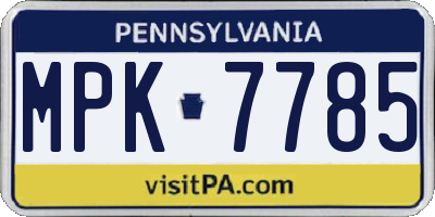 PA license plate MPK7785