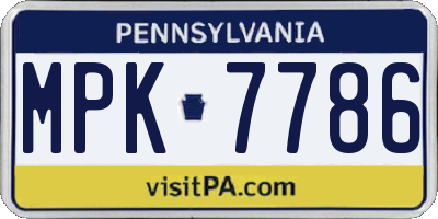 PA license plate MPK7786