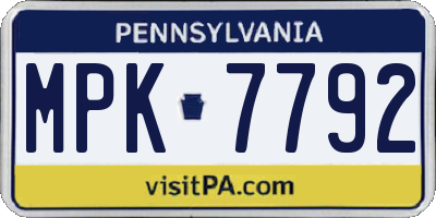 PA license plate MPK7792