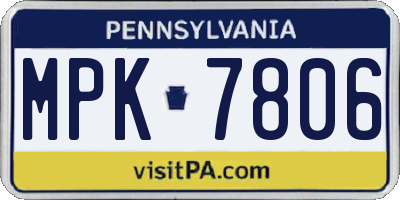 PA license plate MPK7806