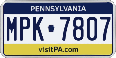 PA license plate MPK7807