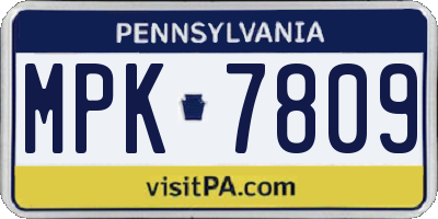 PA license plate MPK7809