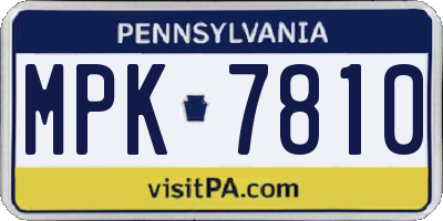 PA license plate MPK7810