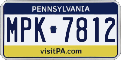 PA license plate MPK7812