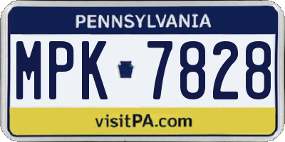 PA license plate MPK7828