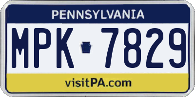 PA license plate MPK7829