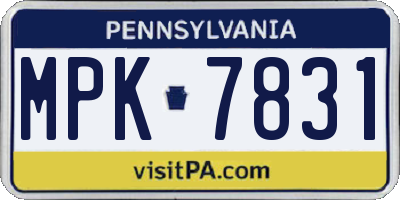 PA license plate MPK7831