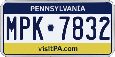 PA license plate MPK7832