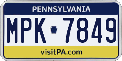 PA license plate MPK7849