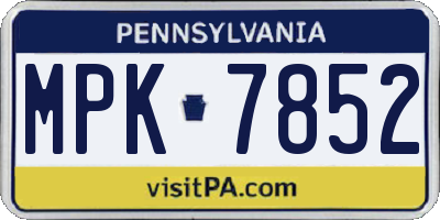 PA license plate MPK7852