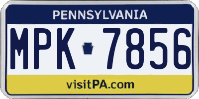 PA license plate MPK7856
