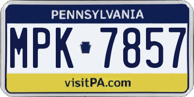 PA license plate MPK7857