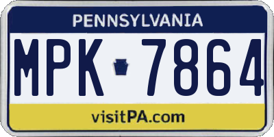 PA license plate MPK7864