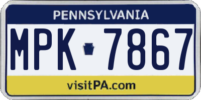 PA license plate MPK7867