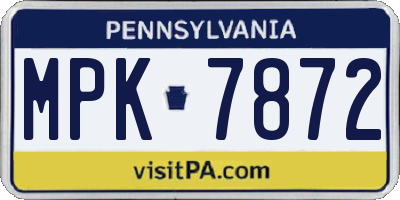 PA license plate MPK7872