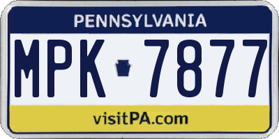 PA license plate MPK7877