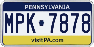 PA license plate MPK7878