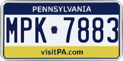 PA license plate MPK7883
