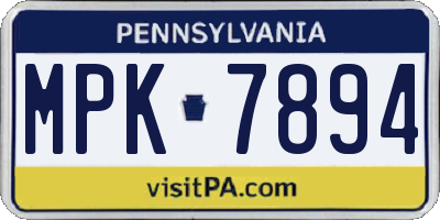 PA license plate MPK7894