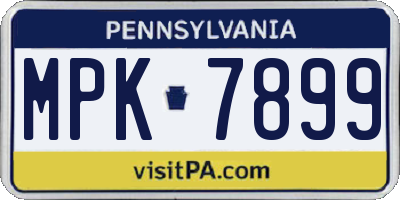 PA license plate MPK7899