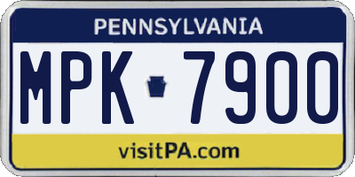 PA license plate MPK7900
